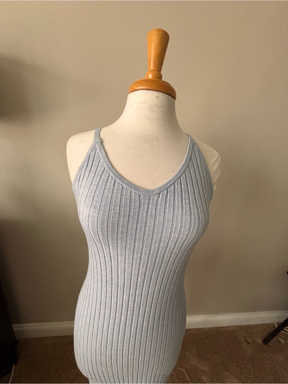 7 For All Mankind Light Blue Ribbed Tank Dress